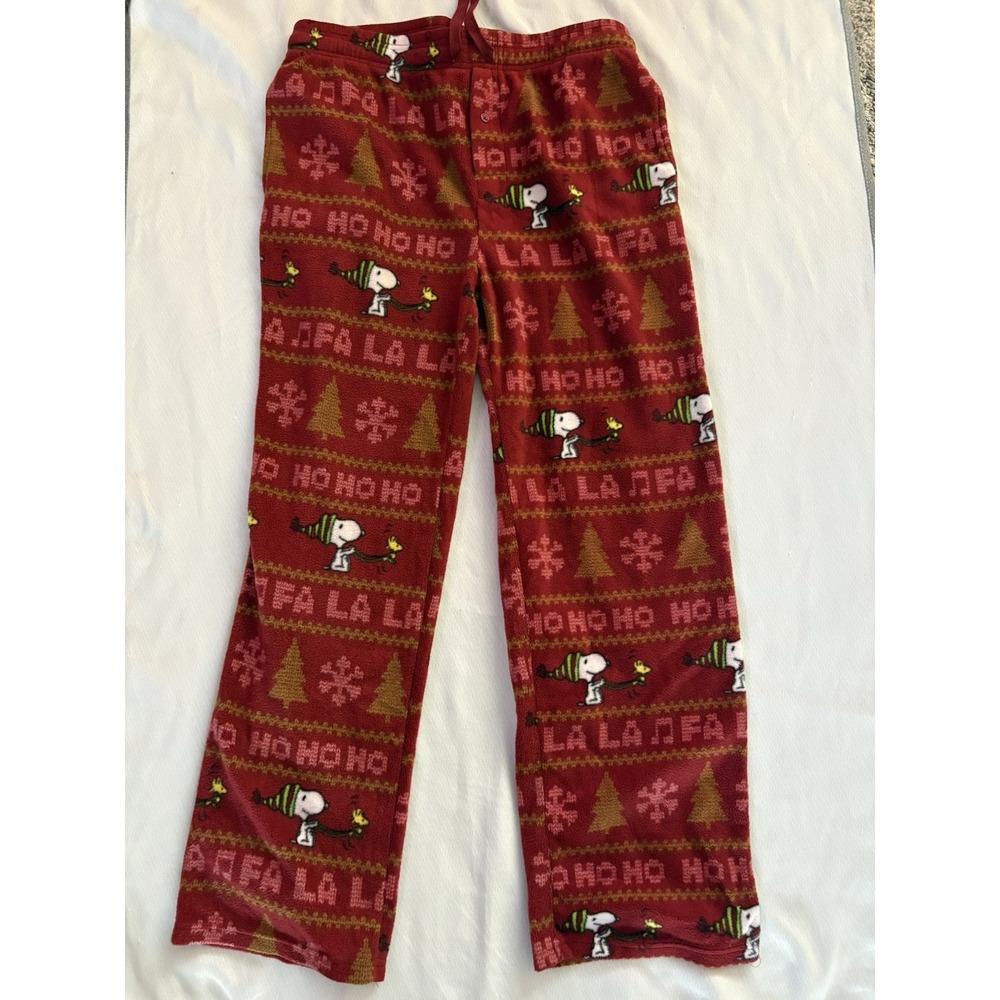 Peanuts lounge pants size L snoopy Woodstock drawstring elastic waist sleepwear